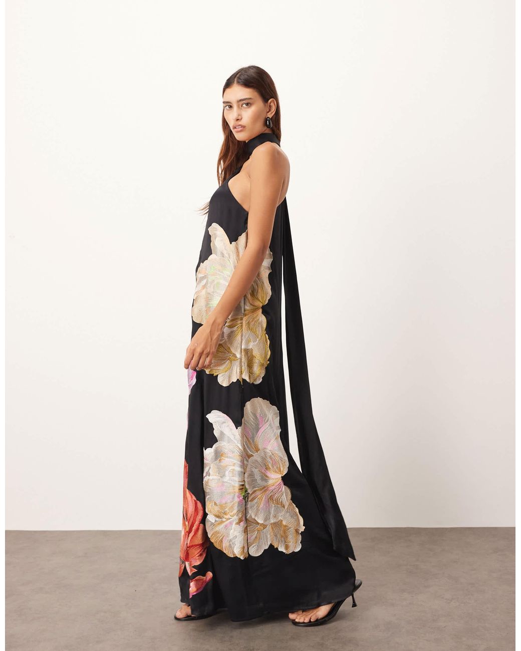 chinese dress ladies Peony Dreams Maxi Dress with Neck Scarf M main image 0