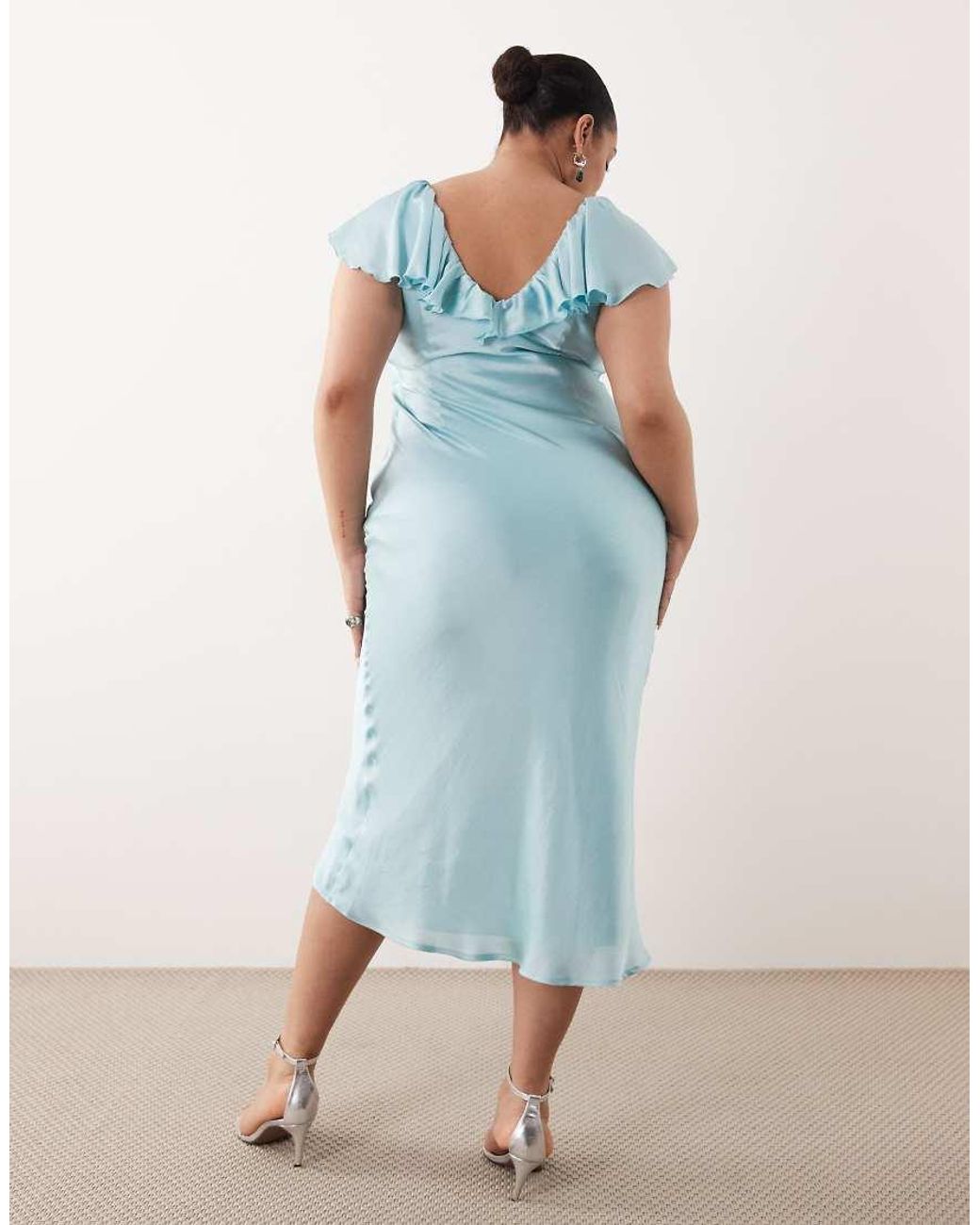 Pretty Lavish Curve Blue Ruffle Midaxi Dress