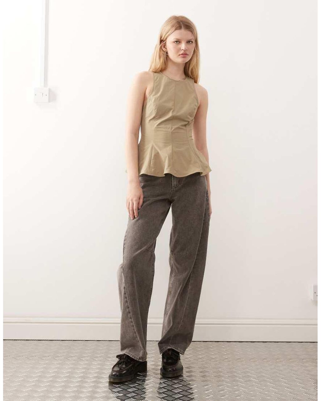Monki Natural Peplum Top