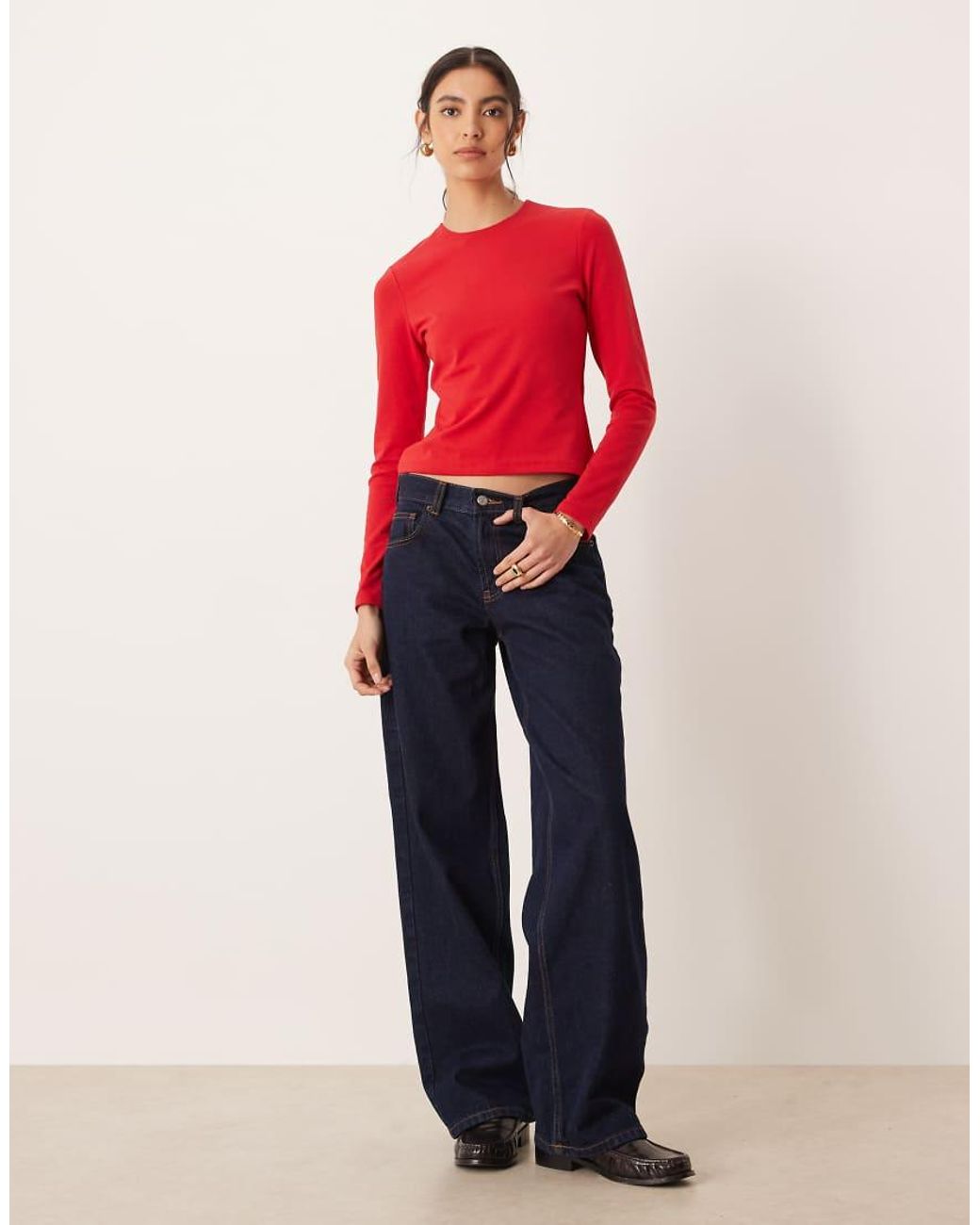 Abercrombie & Fitch Red Long Sleeve Baby Tee
