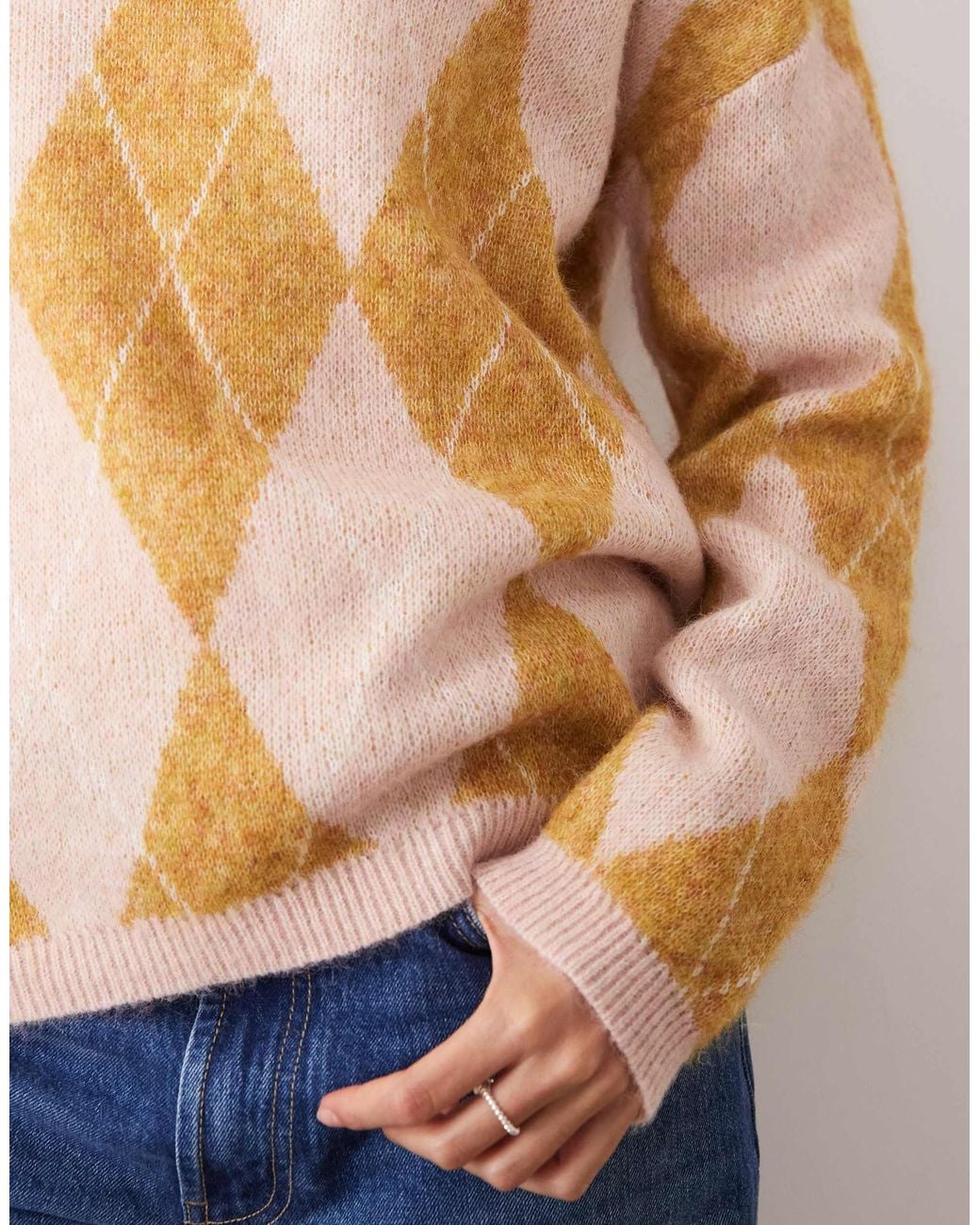 New Look Blue Argyle-strickpullover