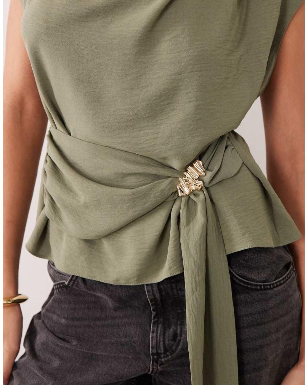 ASOS Green High Neck Top With Belt