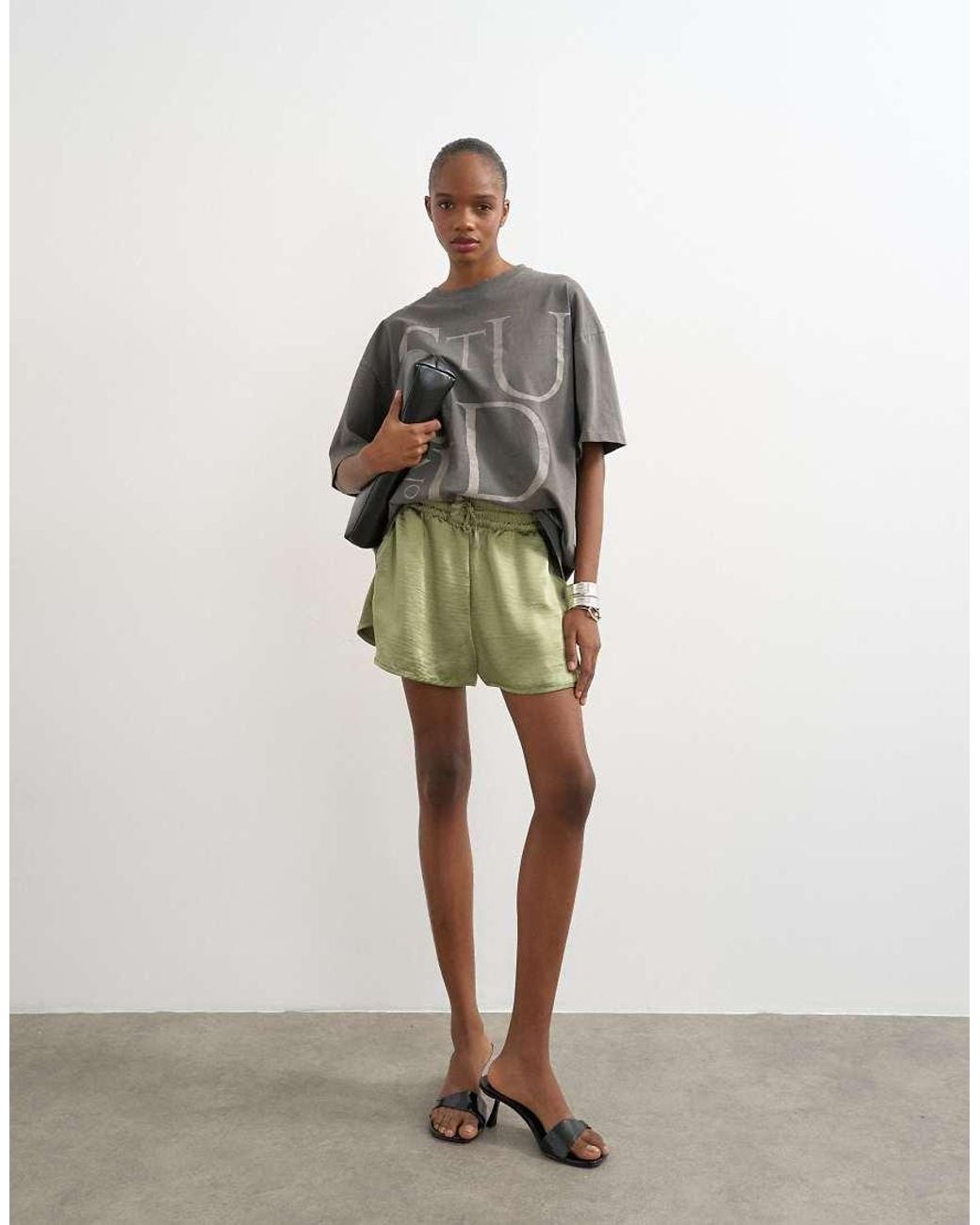 TOPSHOP White Satin Runner Short With Deep Waistband