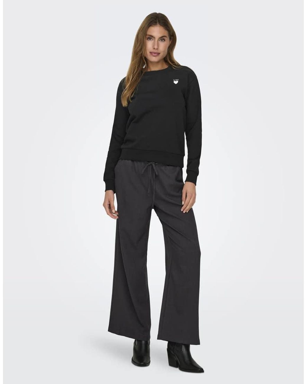 Jdy Black Paris Crew Neck Sweatshirt