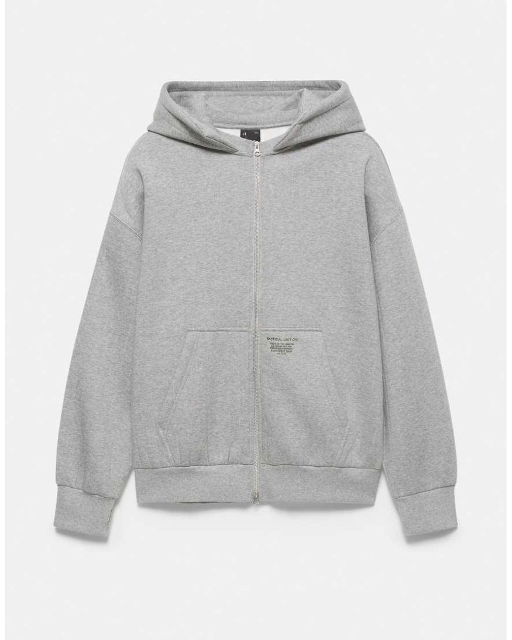 Pull&Bear Blue Boxy Suede Hood Sweatshirt With Zip for men
