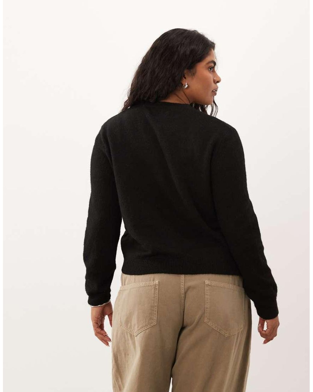 ASOS Black Asos Design Curve Wool Blend Neat Fit Cardigan