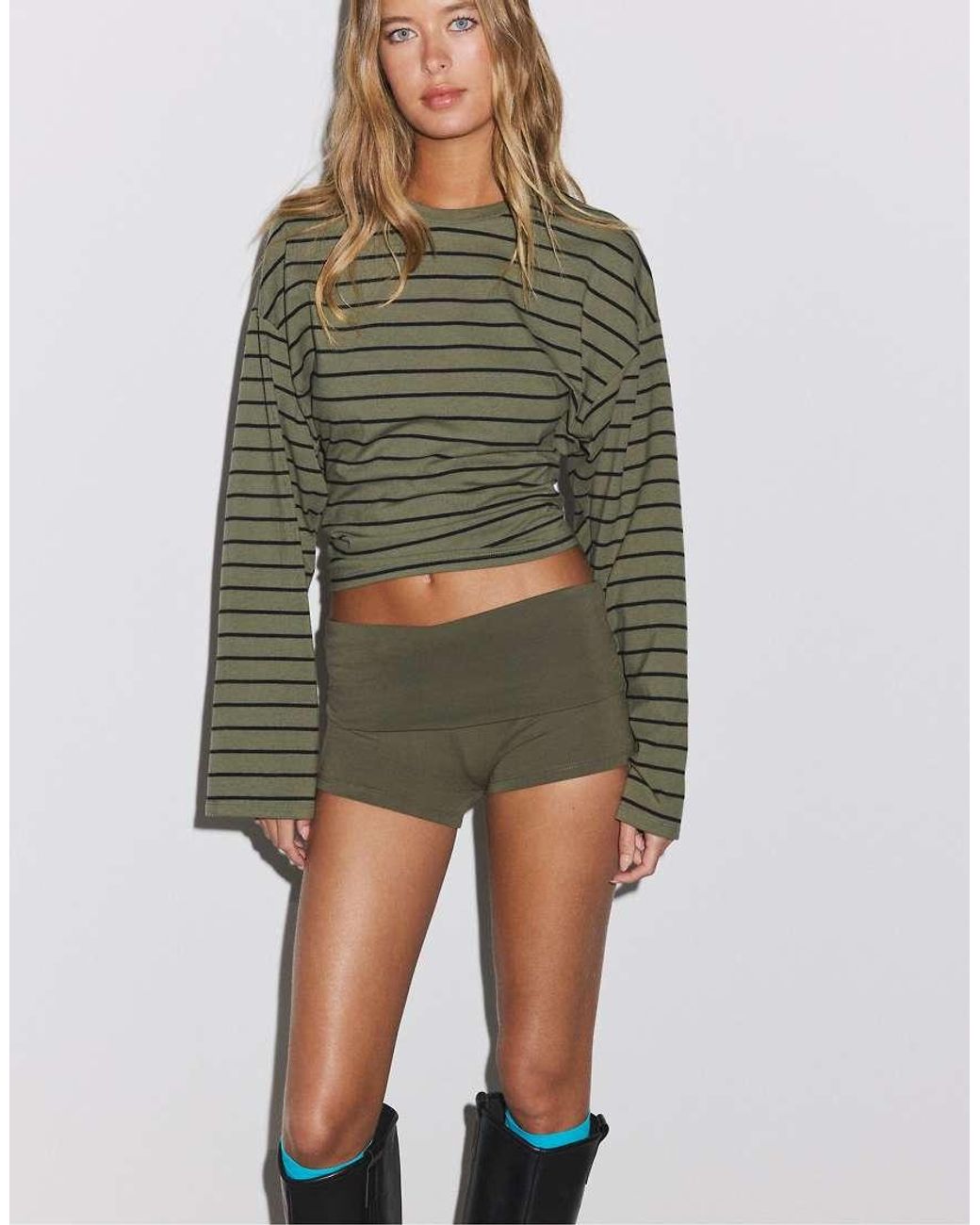 Stradivarius Green Kimono Sleeve T-shirt