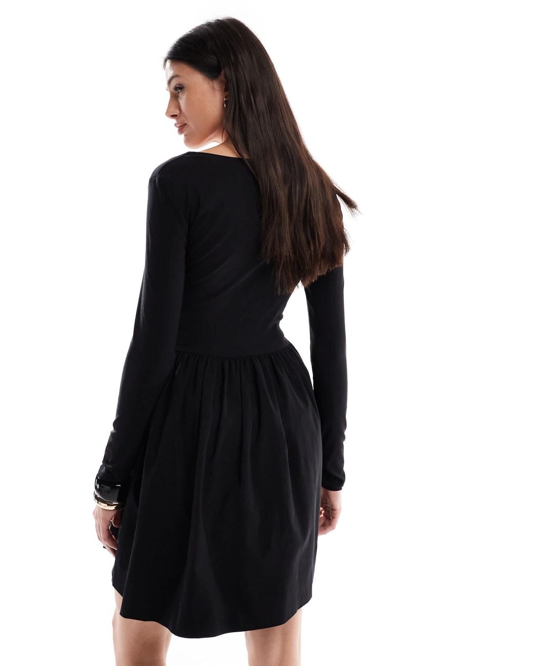 ONLY Black Corset Detail Long Sleeve Mini Dress