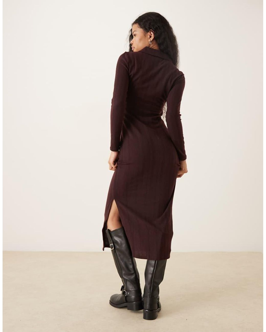 JDY Petite Red Knitted Polo Maxi Dress