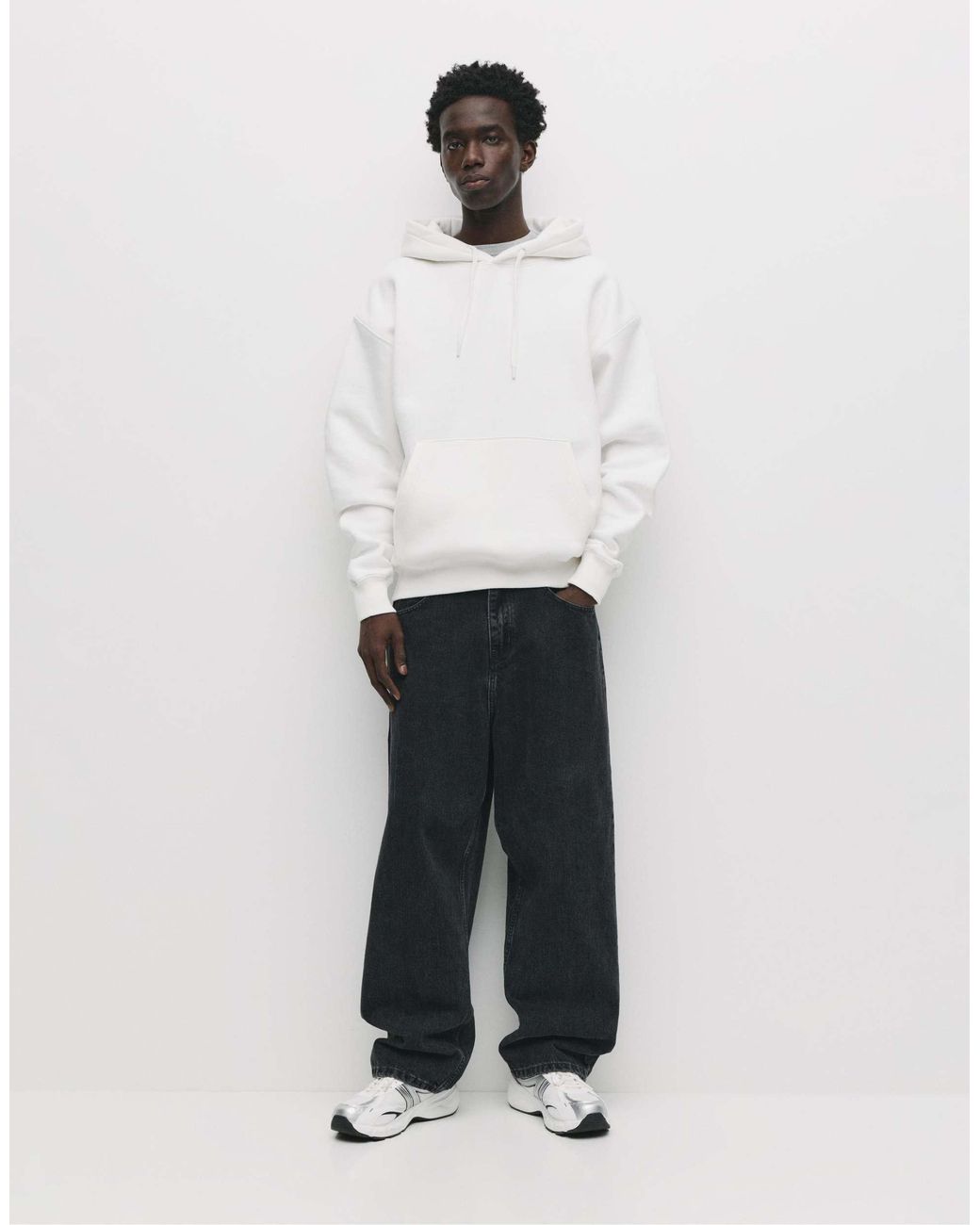 Pull&Bear – basic-kapuzenpullover in White für Herren