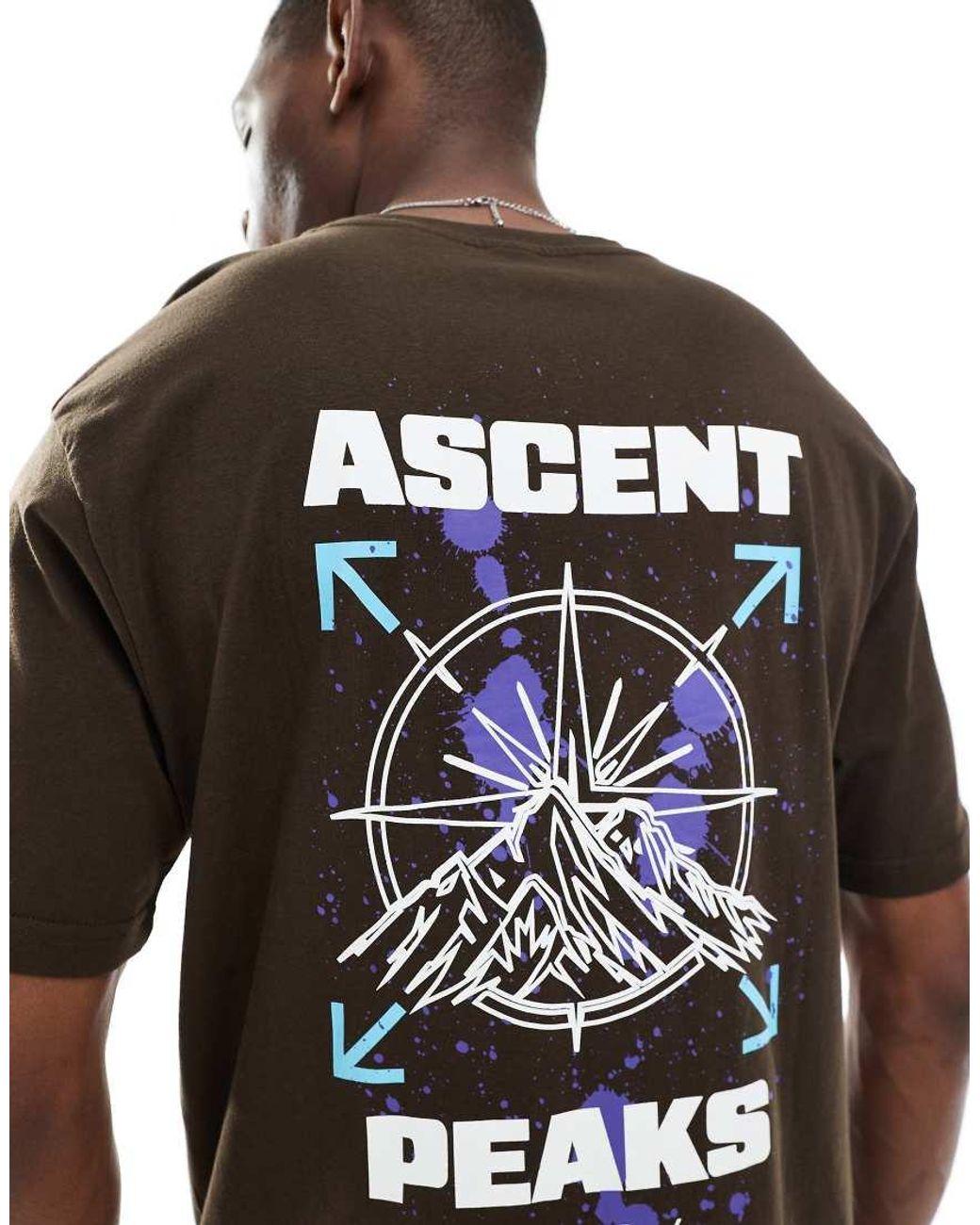 Only & Sons Gray Relaxed Fit T-shirt With Ascent Peaks Print for men