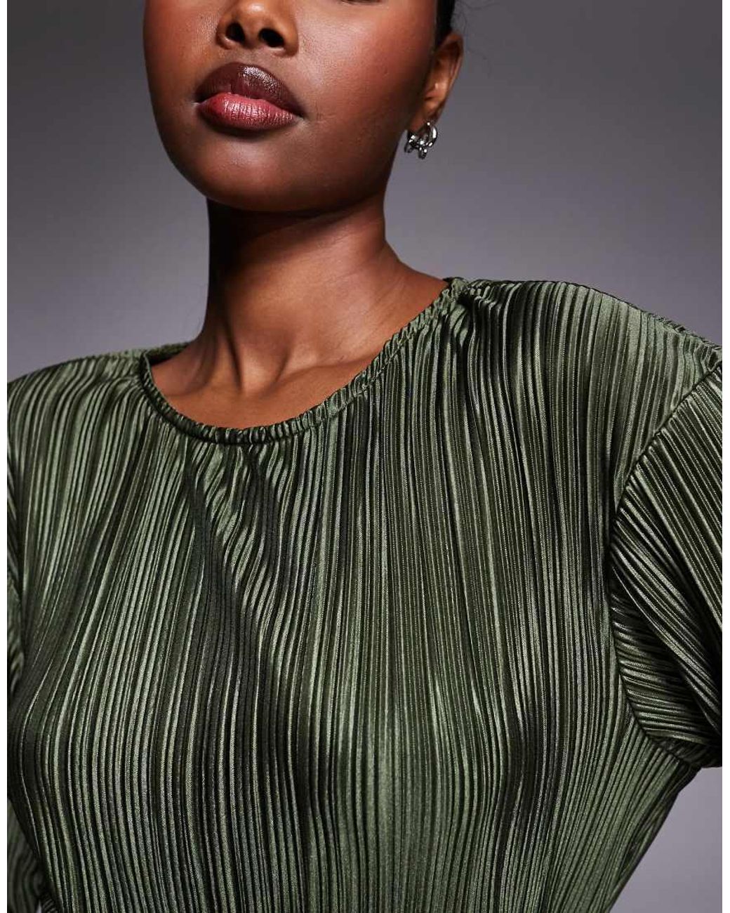ASOS Green Plisse Tie Detail Mini Dress