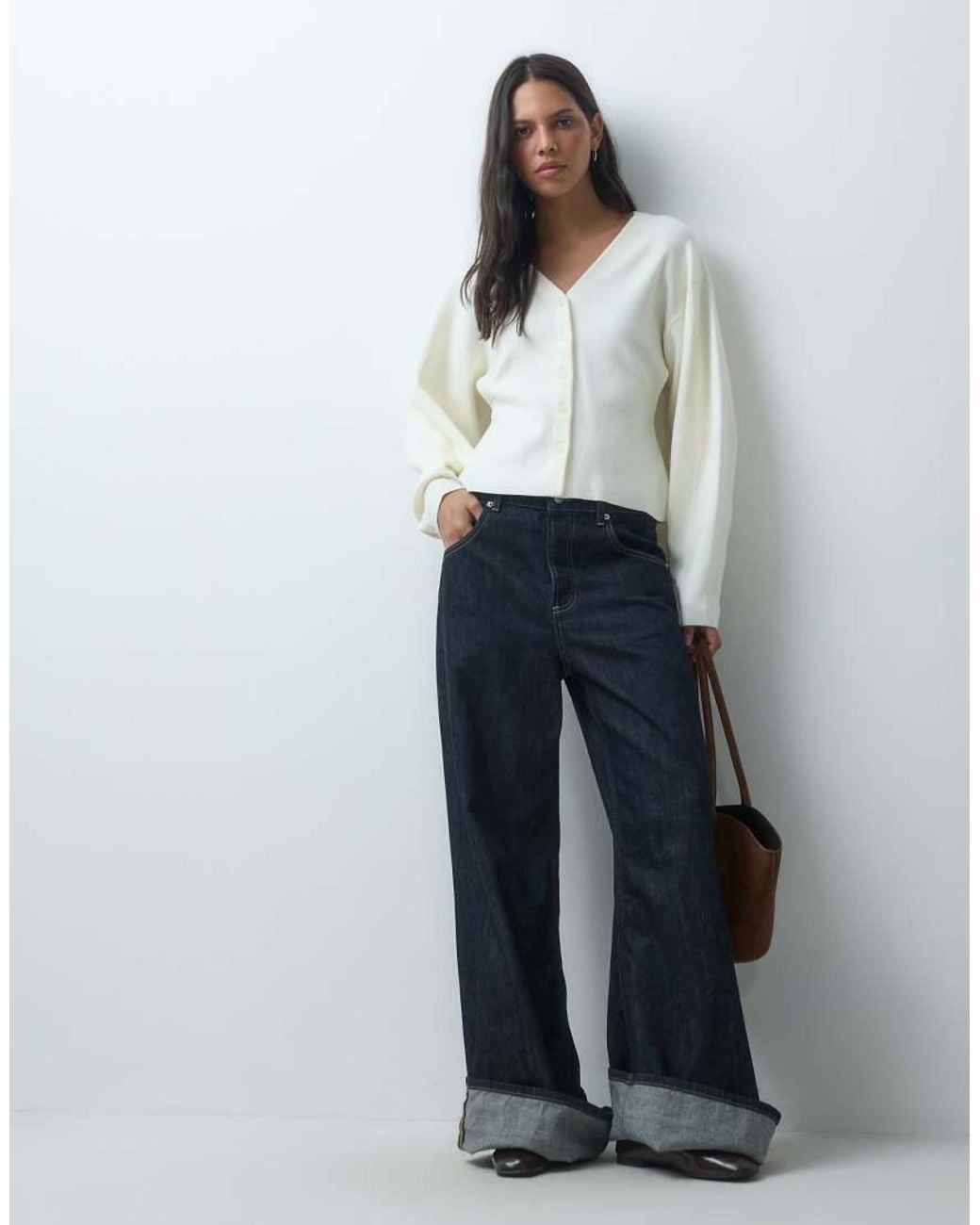 ASOS White V Neck Structured Cardigan