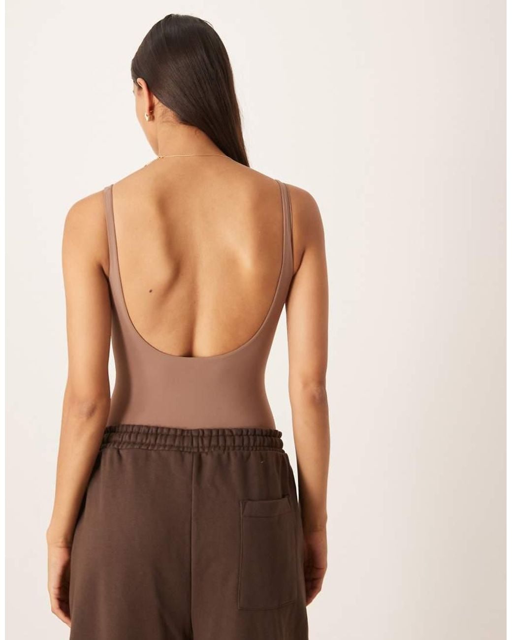 agon® Brown Square Neck Bodysuit