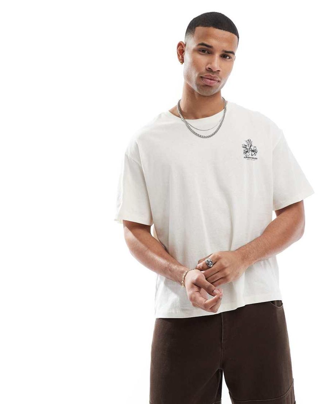 Jack & Jones Oversized Cropped T-shirt With Floral Back Print in