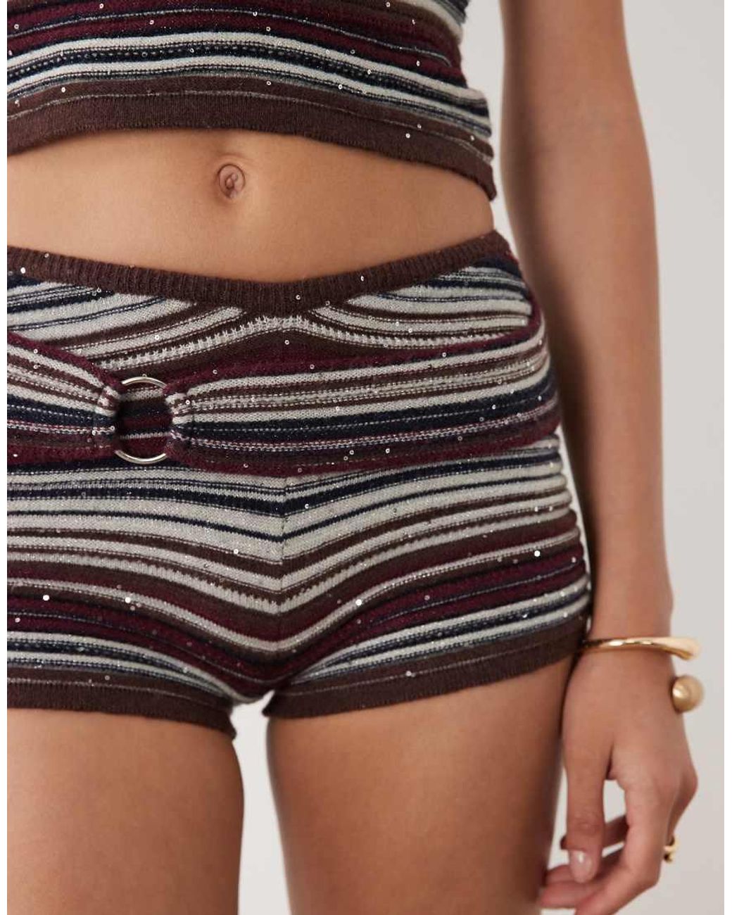 Motel White Ruvan Stripe Mini Short