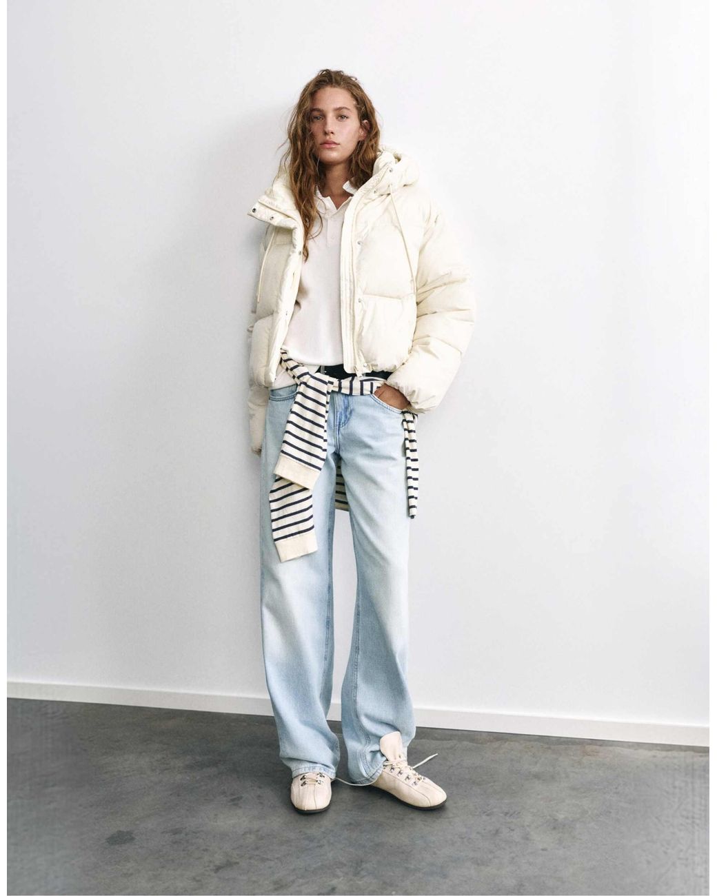 Doudoune courte à capuche crème Pull&Bear en coloris Natural