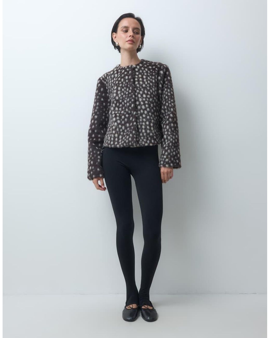 ASOS Gray Collarless Faux Fur Jacket