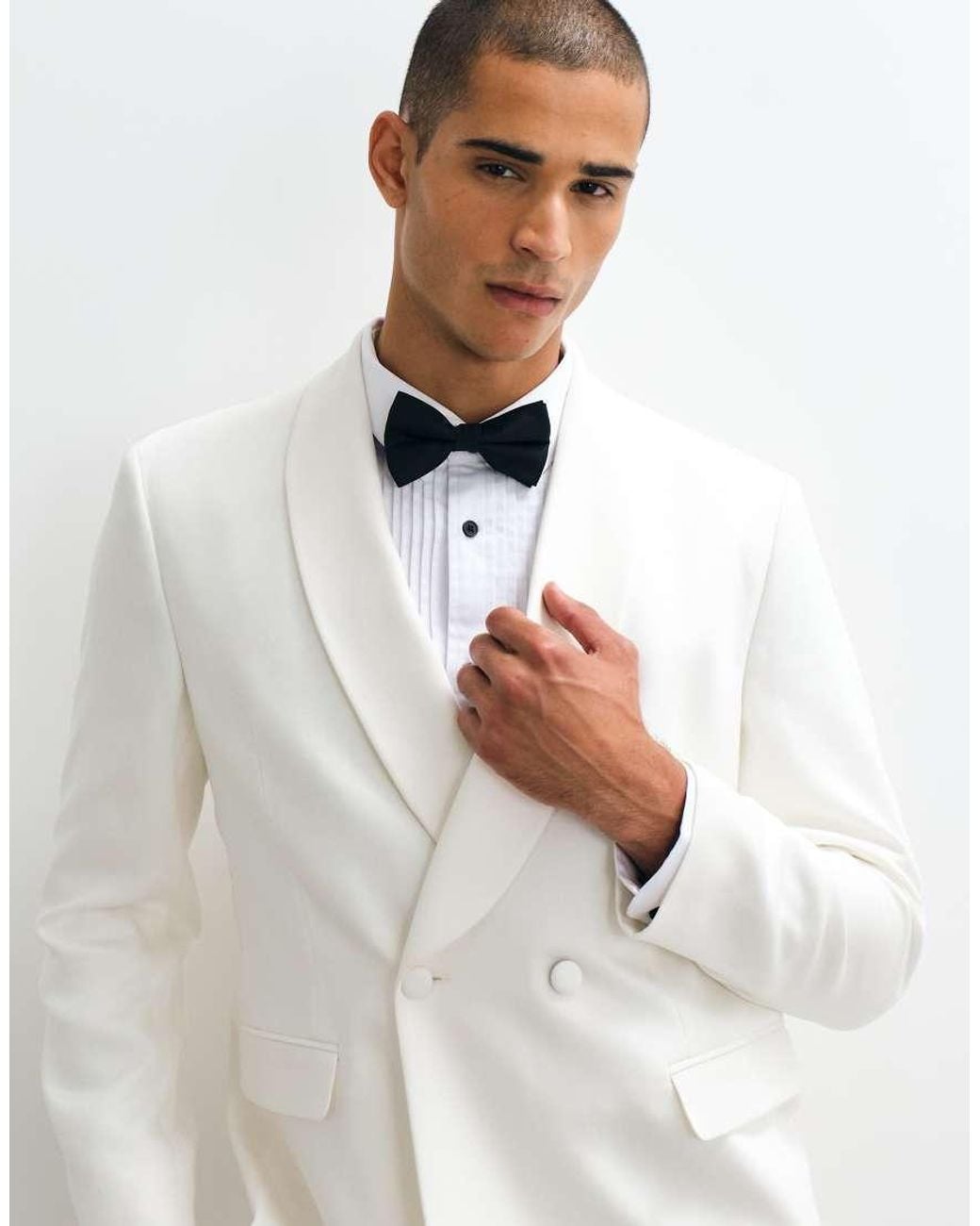 ASOS White Regular Double Breasted Tuxedo Suit Jacket for men