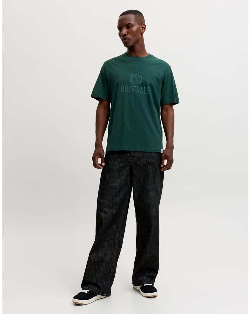 Jack & Jones Green Frederiksberg Relaxed Fit Crew Neck Short Sleeve T-shirt for men