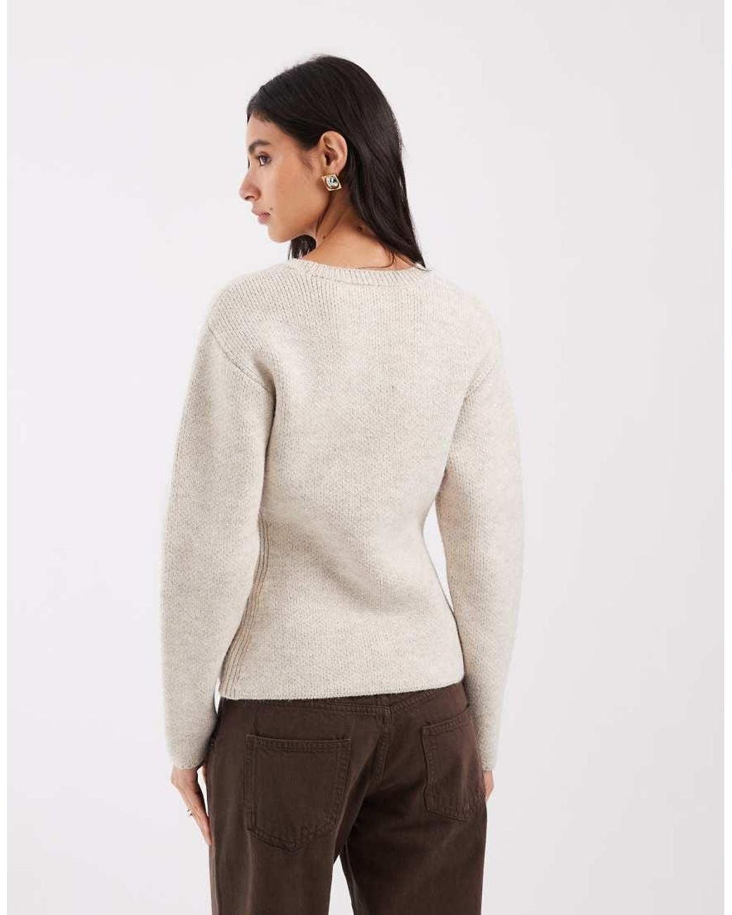 ASOS Natural Knitted Jumper With Fitted Waist