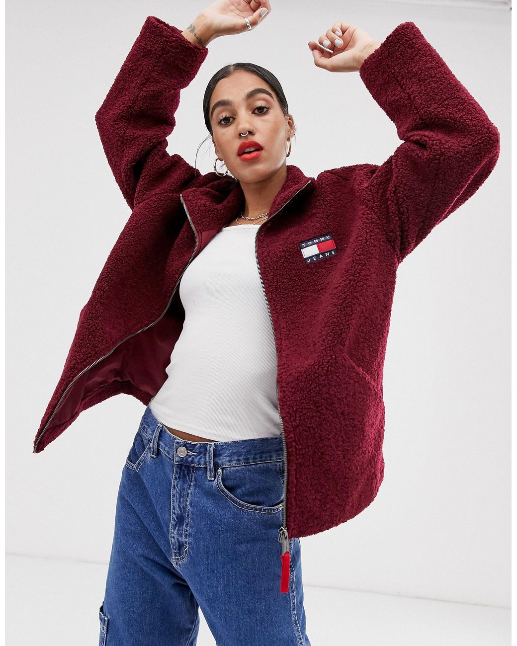 Tommy Hilfiger Sherpa Jacket in Red | Lyst Canada
