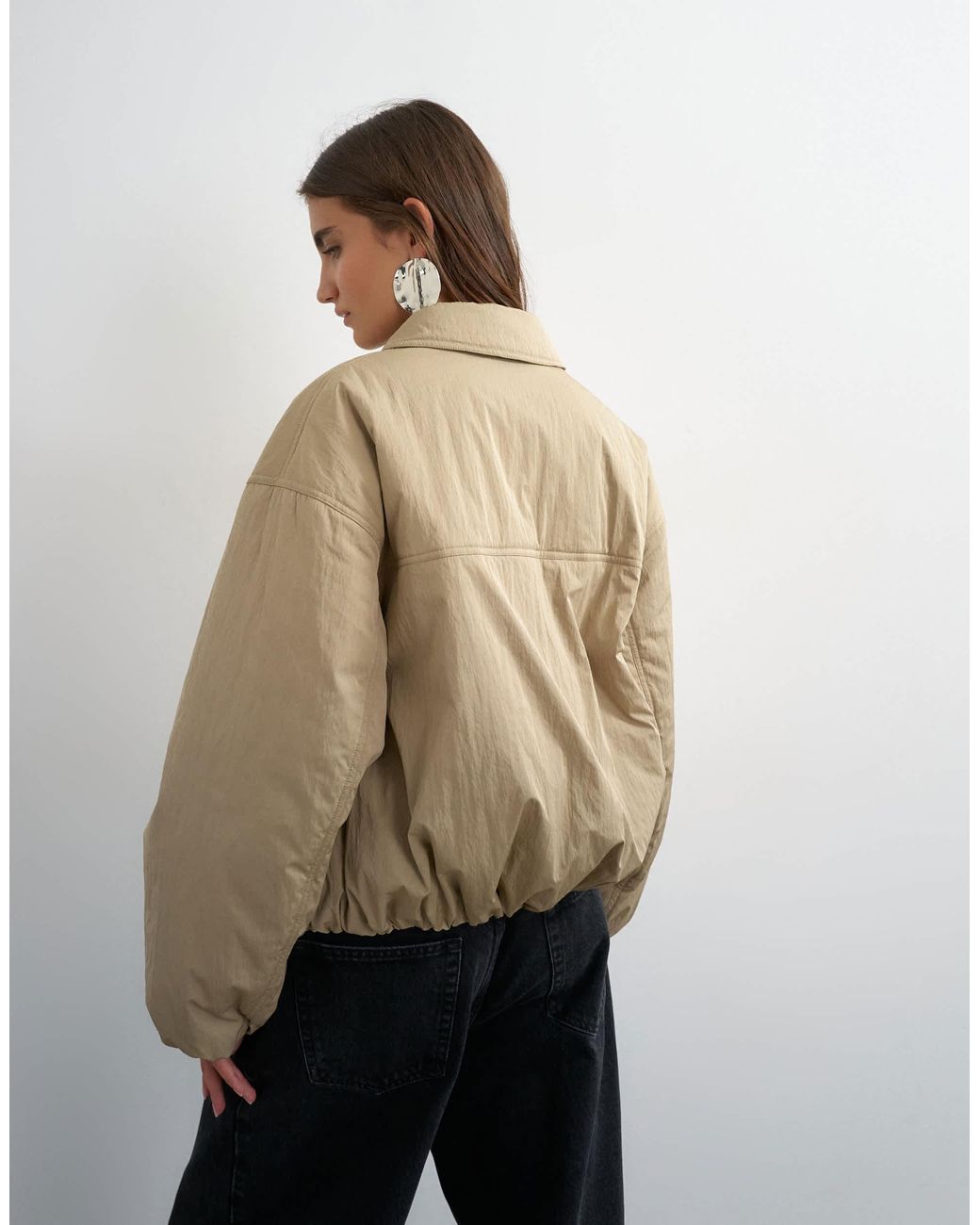 TOPSHOP White Nylon Bomber Jacket