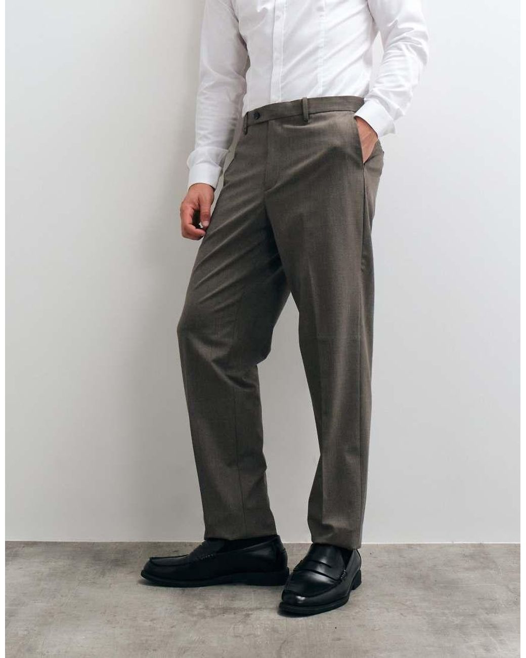 Mango Gray London Slim Fit Suit Trouser Set for men