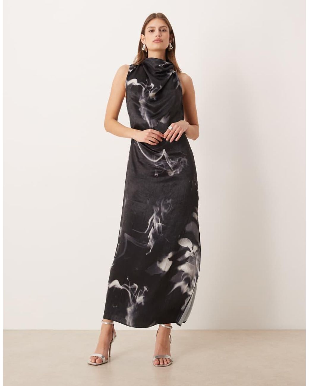 ASOS Black High Neck Cowl Maxi Dress