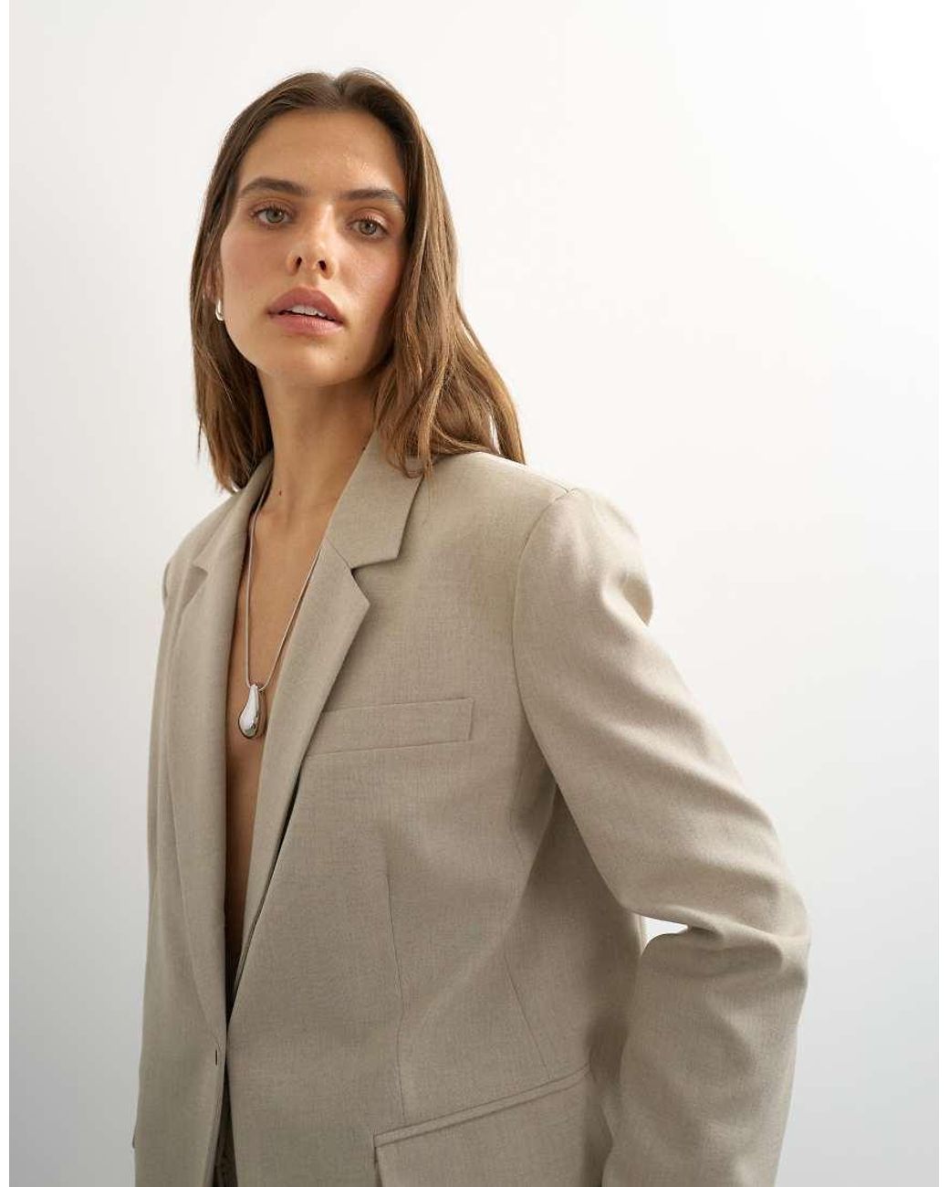 TOPSHOP Natural Boyfriend Single Breasted Blazer