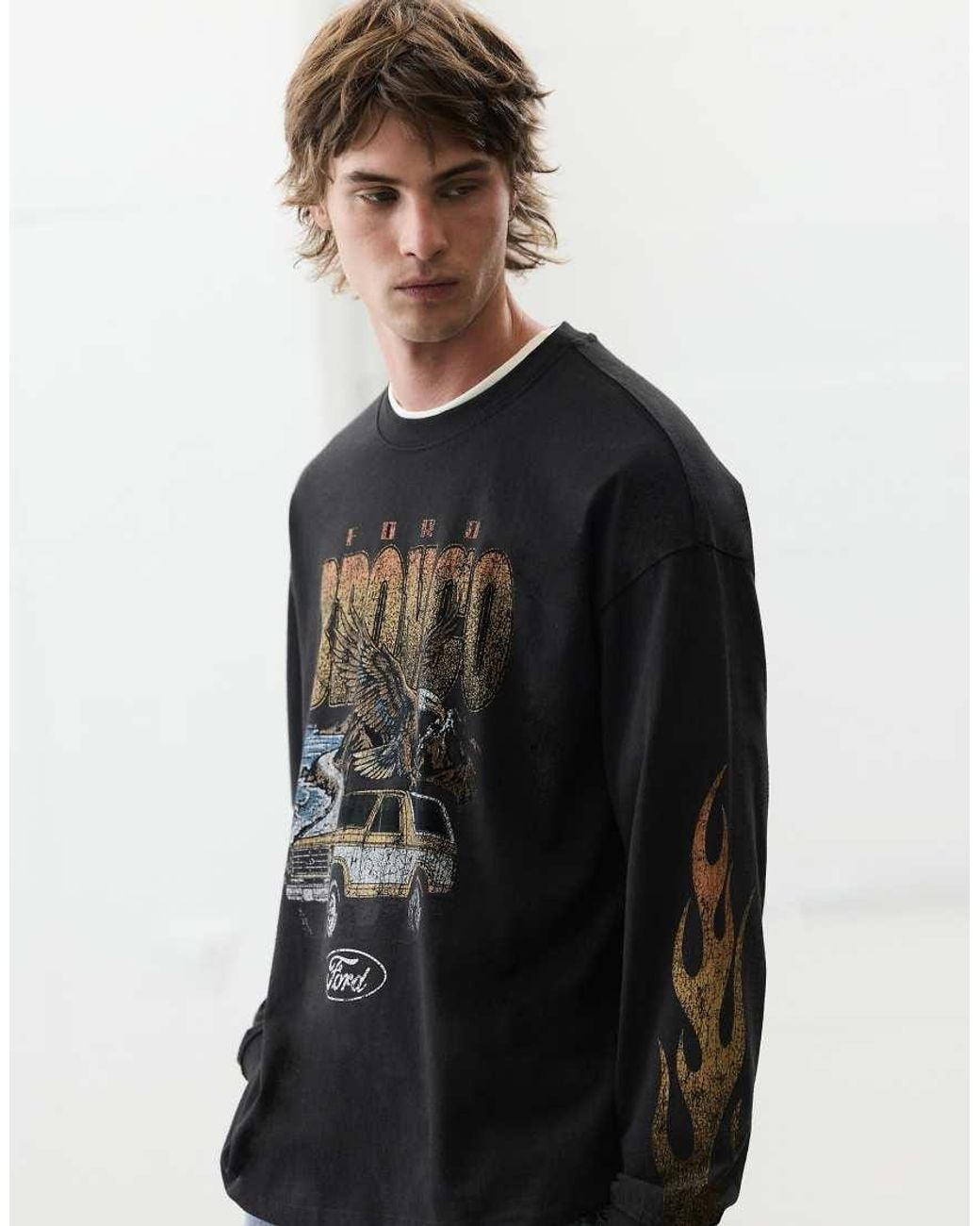 Pull&Bear Black Ford Bronco T-shirt for men