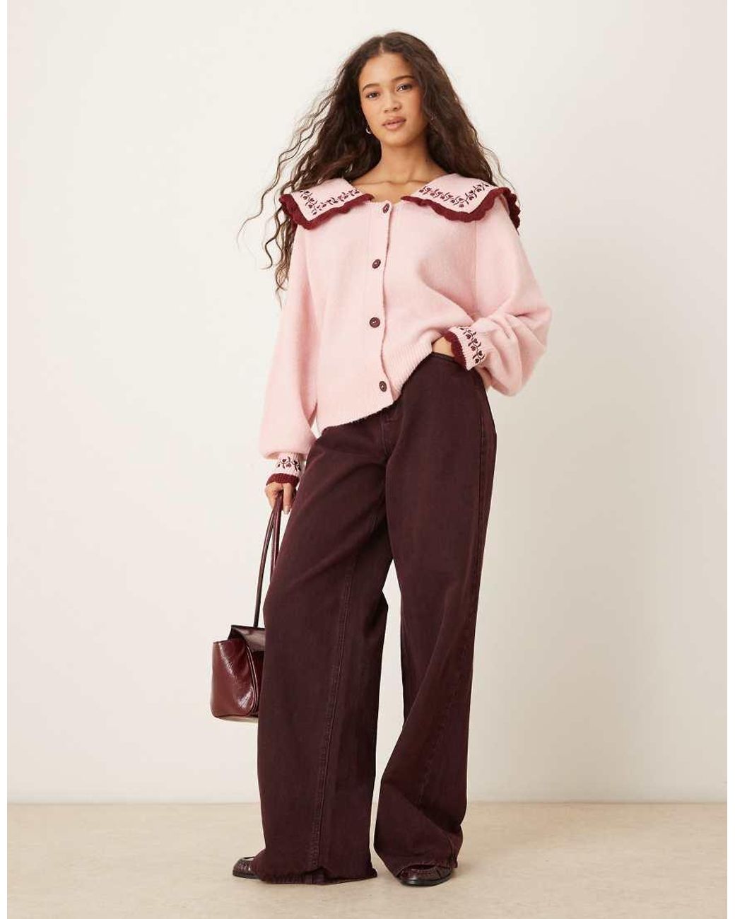 Neon Rose Pink Oversized Collared Cardigan