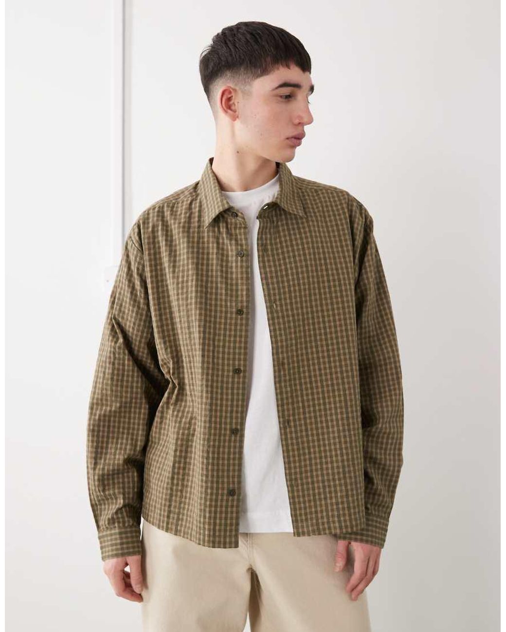 Collusion Natural Long Sleeve Boxy Shirt for men