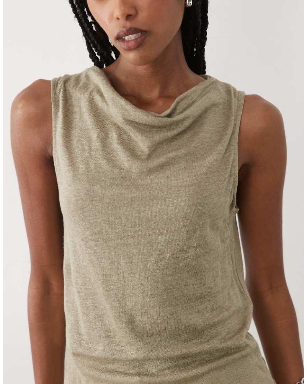 Mango Natural Cowl Neck Sleeveless Top