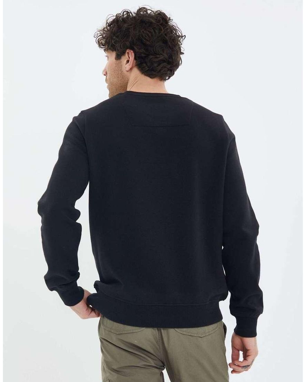 Threadbare Blue Cotton Blend Crew Neck Sweatshirt for men