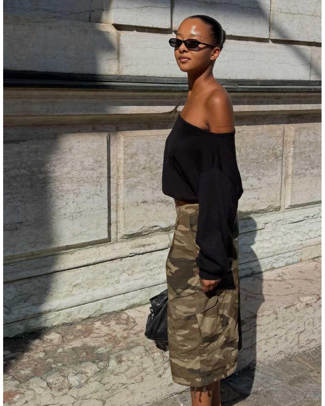 Bershka Black Asymmetric Neck Jumper