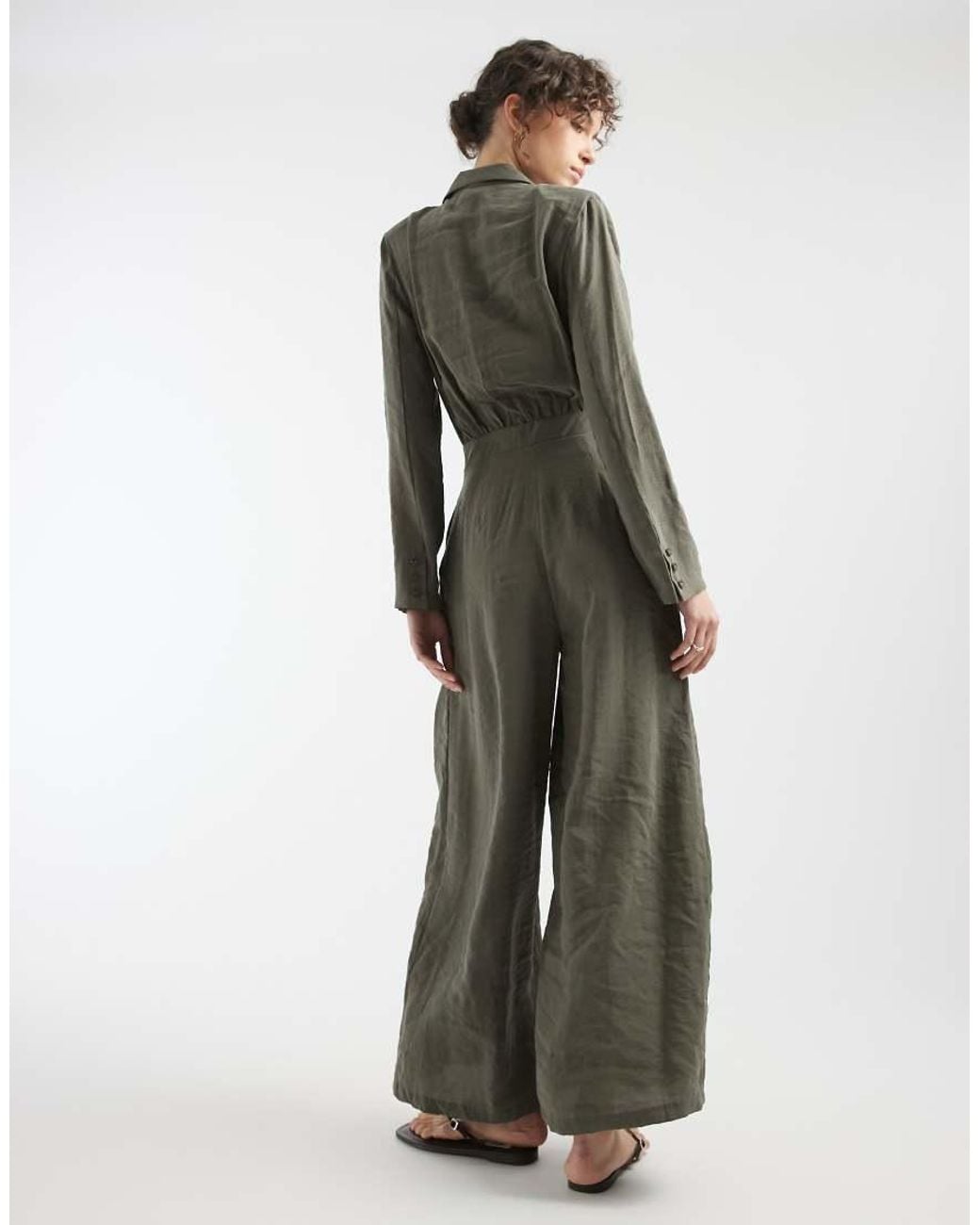 ASOS Green Cupro Wrap Jumpsuit