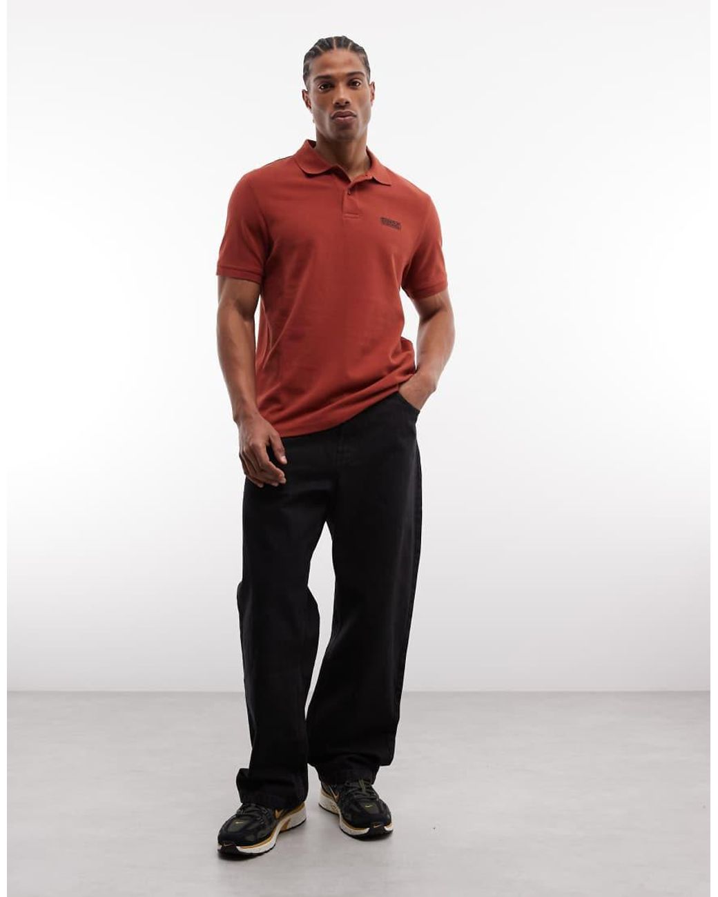 Barbour Red Essential Short Sleeve Logo Polo Shirt for men