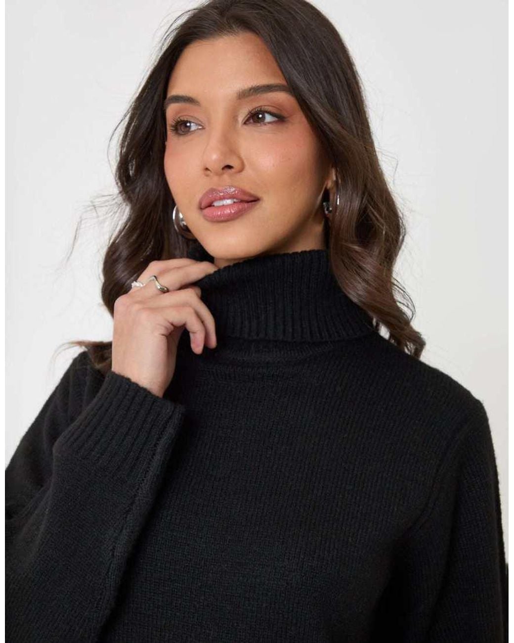 Threadbare Blue Turtle Neck Mini Jumper Dress