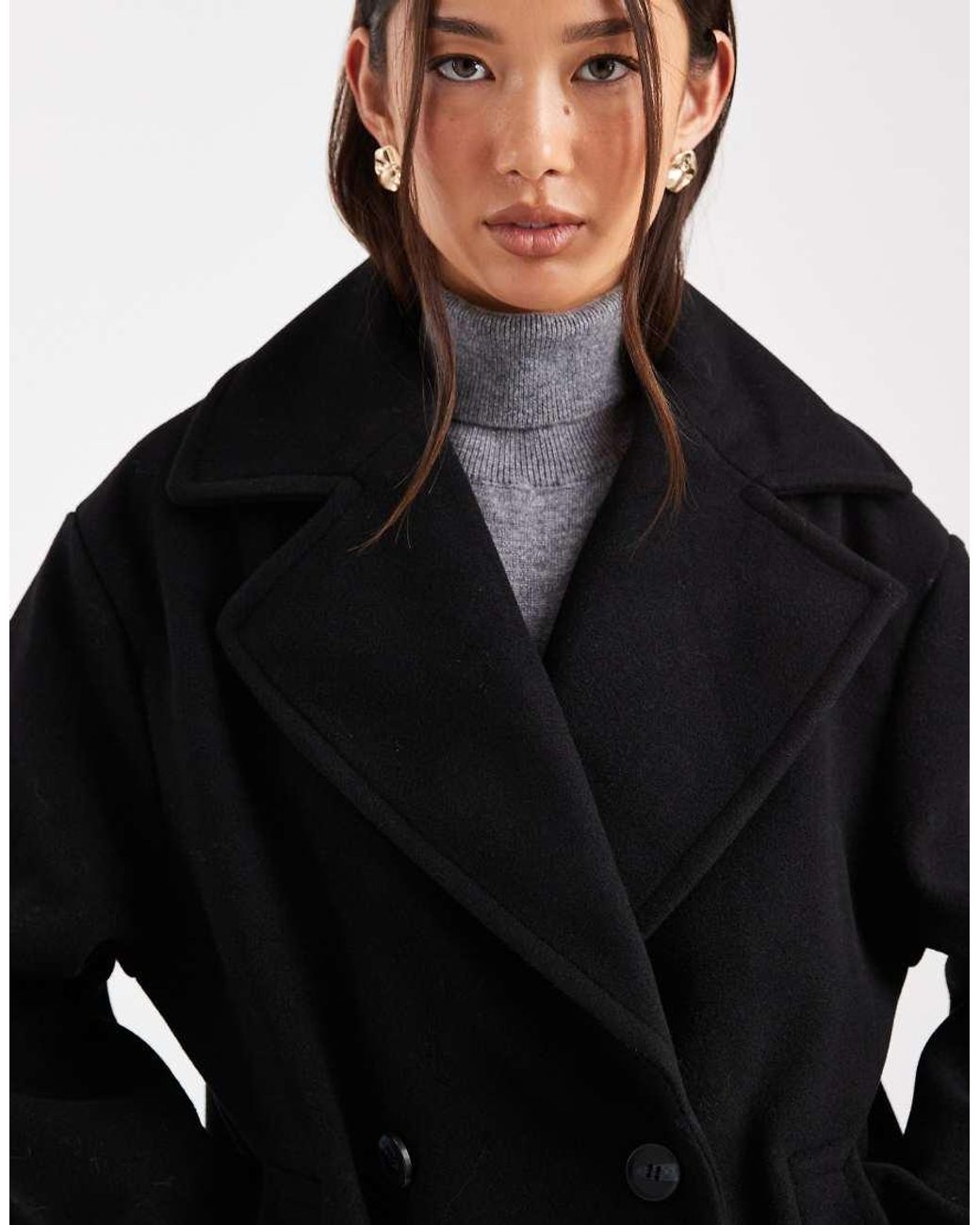 Monki White Double Breasted Longline Jacket