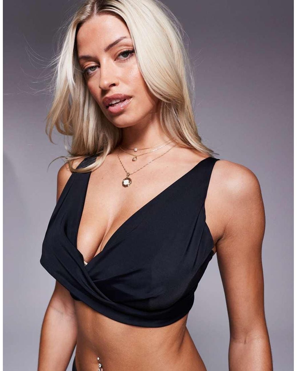ASOS Black Fuller Bust Maya Mix And Match Underwired Wrap Bikini Top