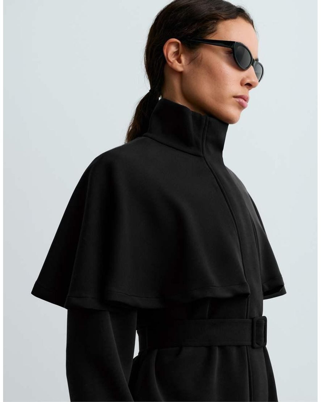Oysho Black Jacket With Cape Detail And Modal