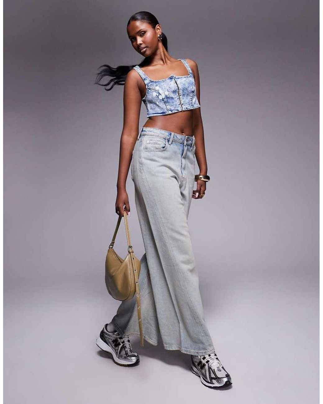 Liquor N Poker Blue Structured Denim Hook And Eye Corset