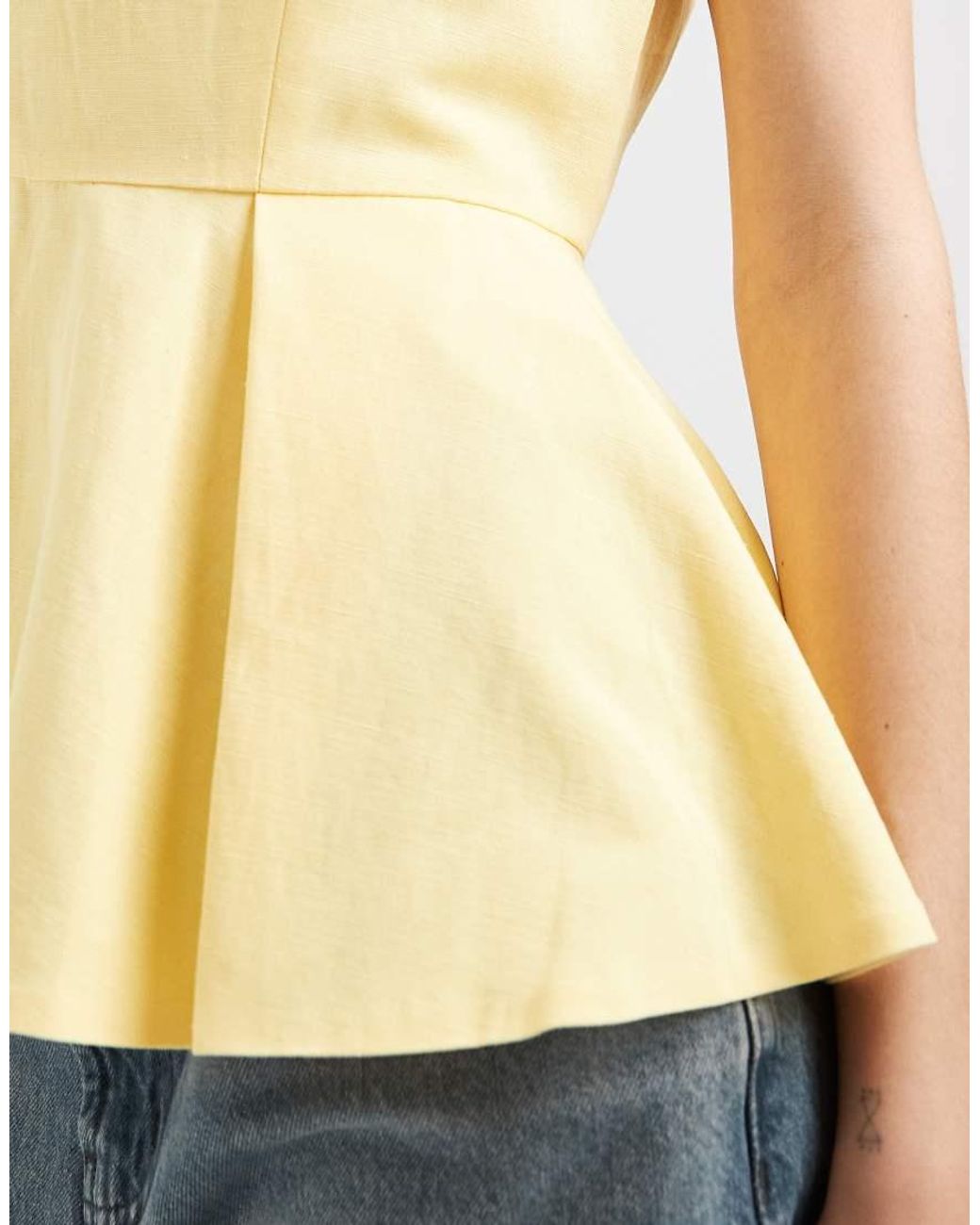 ASOS Yellow Tailored Peplum Shell Top