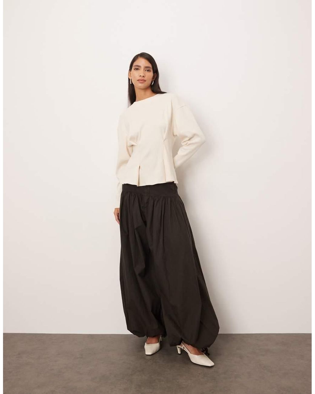 ARRANGE Natural Textured Top With Gathered Waist