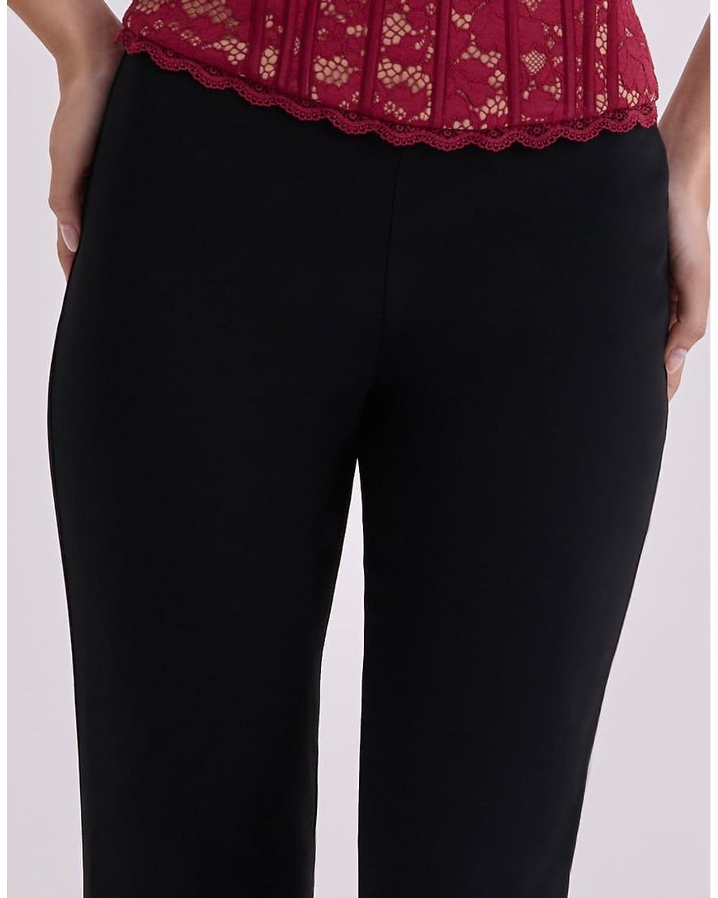 House Of Cb Red Chiara Straight Leg Trousers