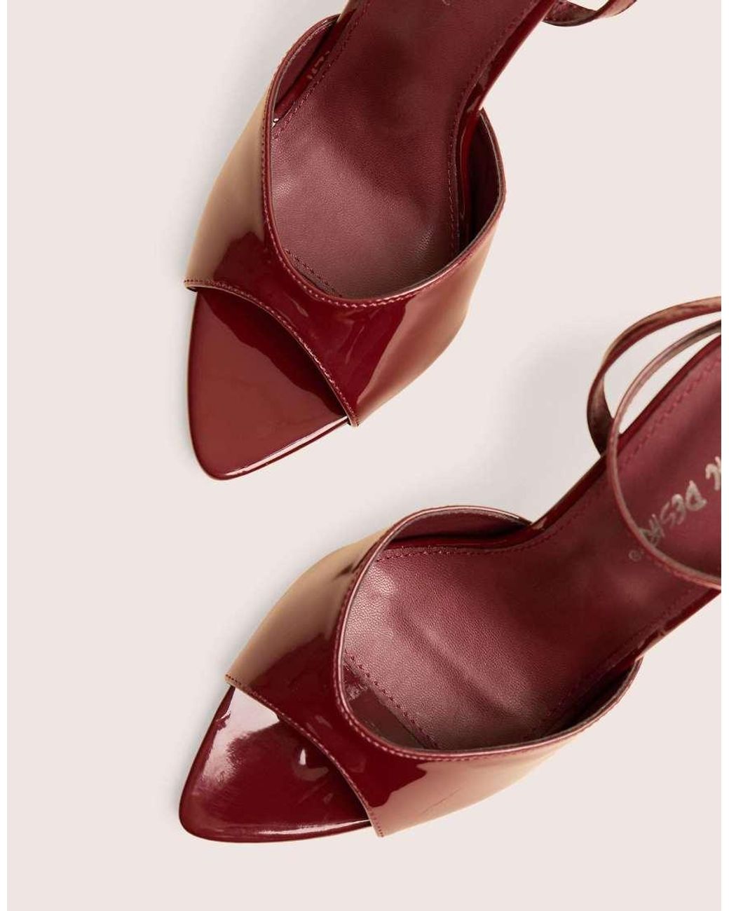 Public Desire Pink Caught On Wine Peep Toe Curved High Heel