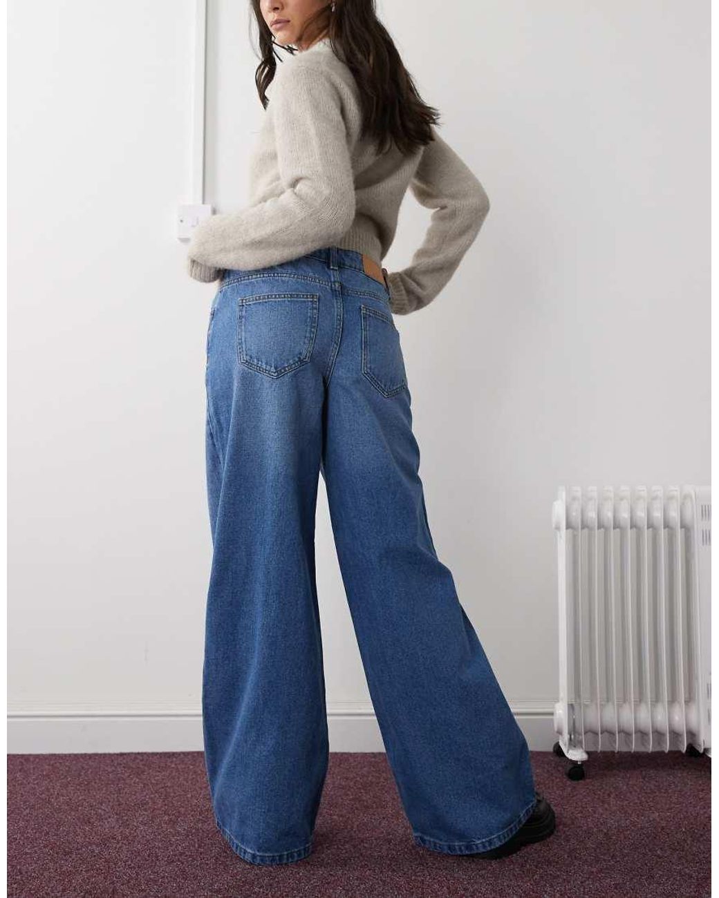 Noisy May Blue Andy Low Rise Wide Leg Jeans