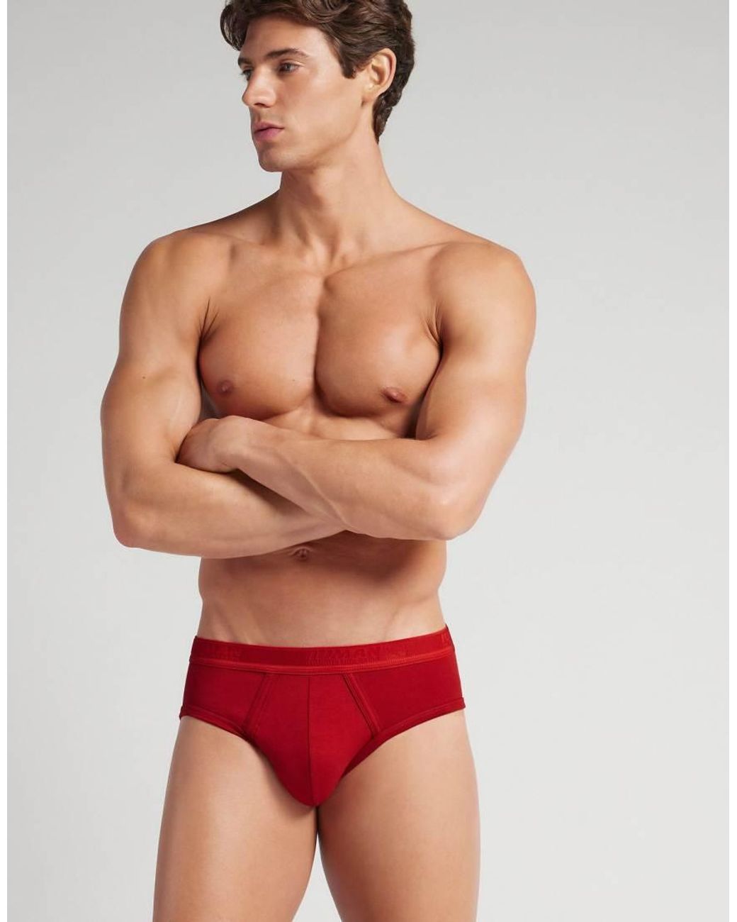Intimissimi Red Superior Cotton Briefs With Logo for men
