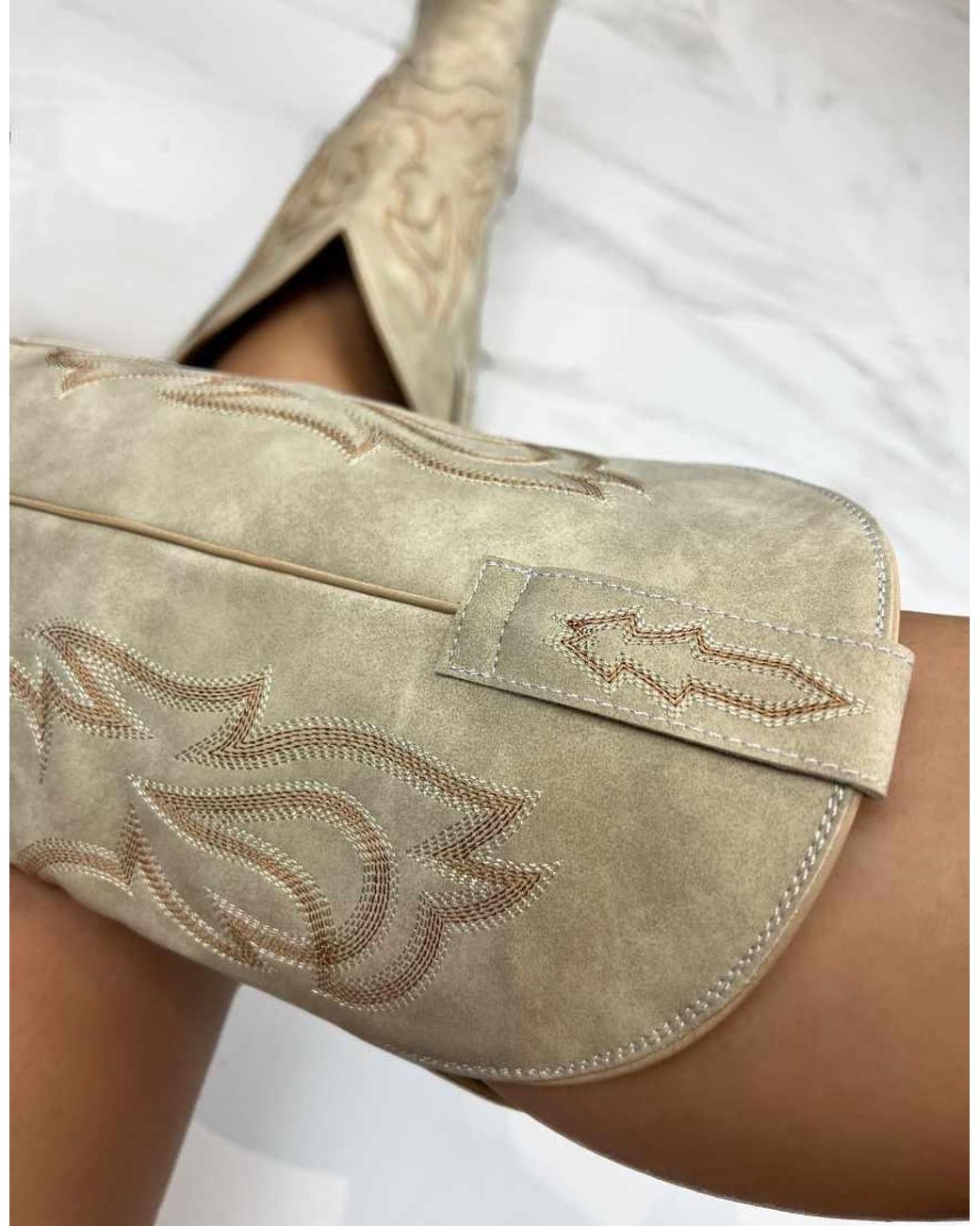 GIA STUDIOS Natural Cowboy Western Ankle Boots